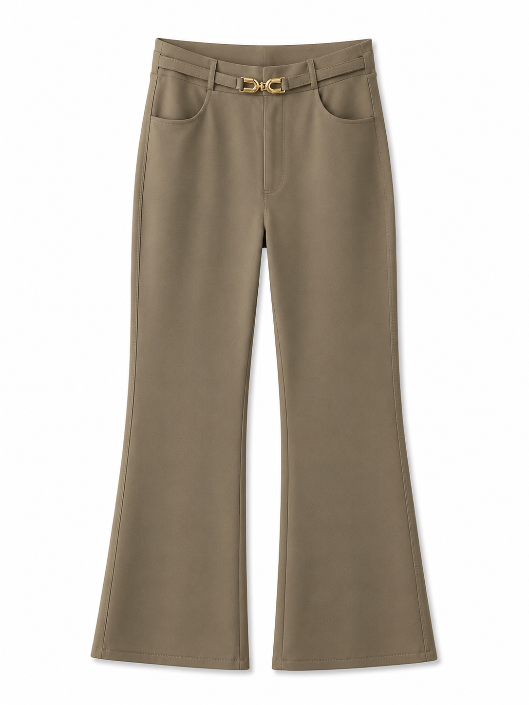 Women’s High Waist Belted Bootcut Trousers