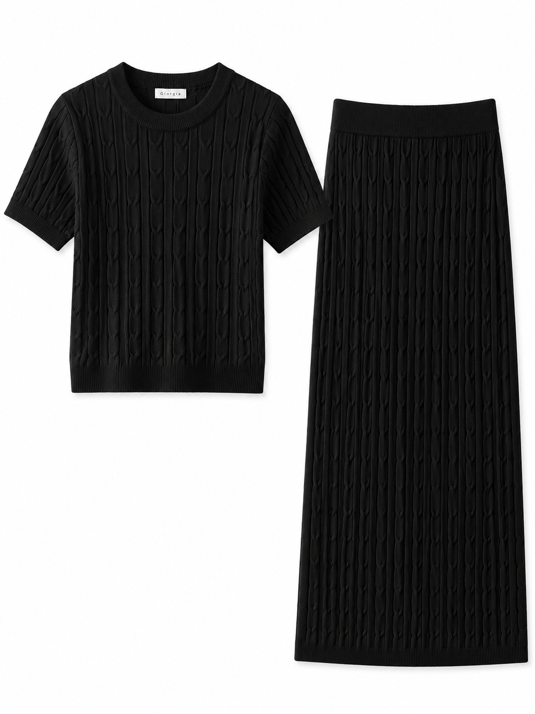 Women’s Cable Knit Top & Midi Skirt Co-Ord Set
